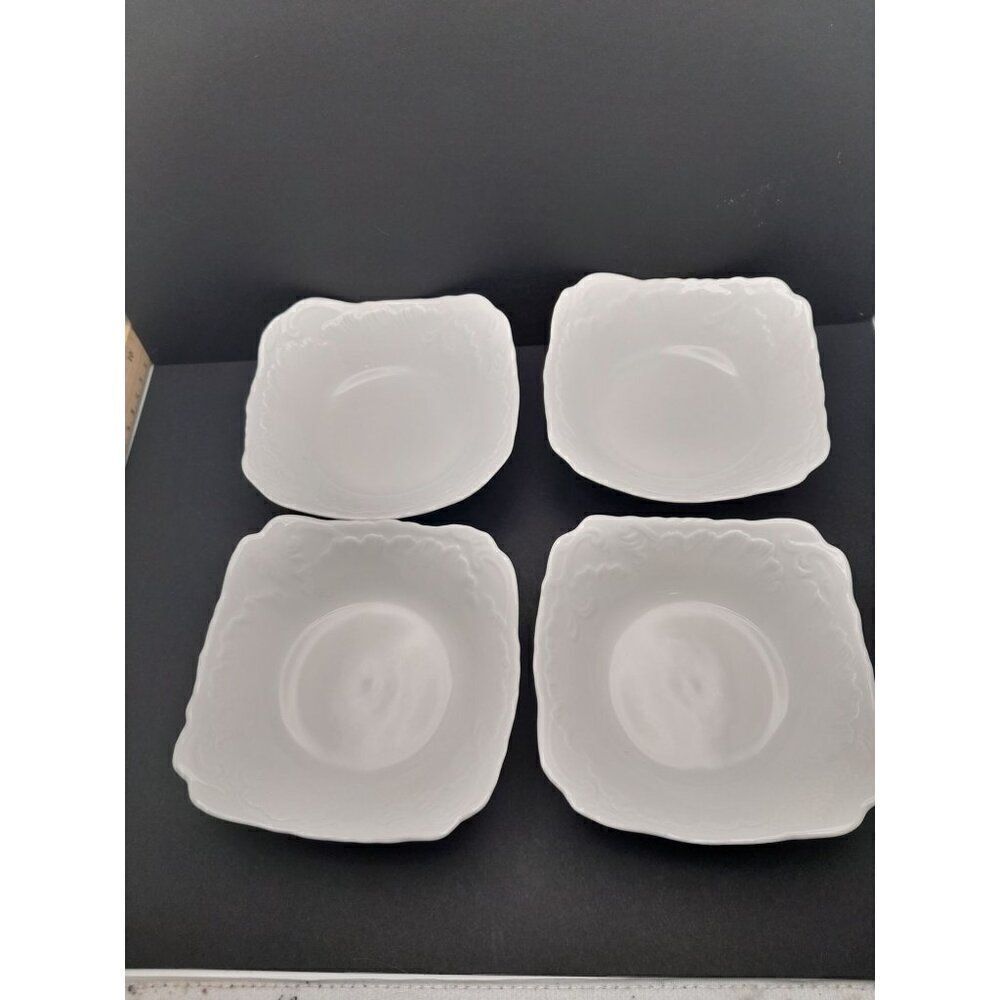 VTG C Mielow Poland Embossed Bowls White Porcelain Small Fruit Dipping Set of 4 - Picture 2 of 7